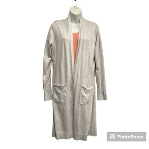 Cyrus long cardigan in light gray.  Size large
